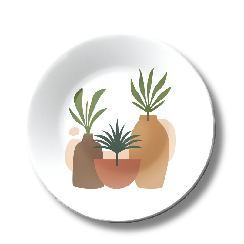 Potted Plants Boho Chic Art Decorative Wall Plate