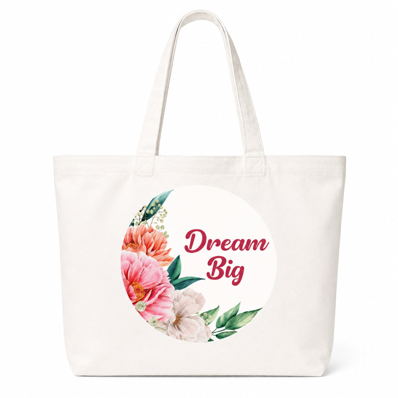 Dream Big Premium Reusable Unique Art Printed Tote Bag Stylish Eco-Friendly Cotton Handbags, Canvas Bags for College, Shopping, Office, Travel, Grocery Runs, Beach Day and Casual Outings