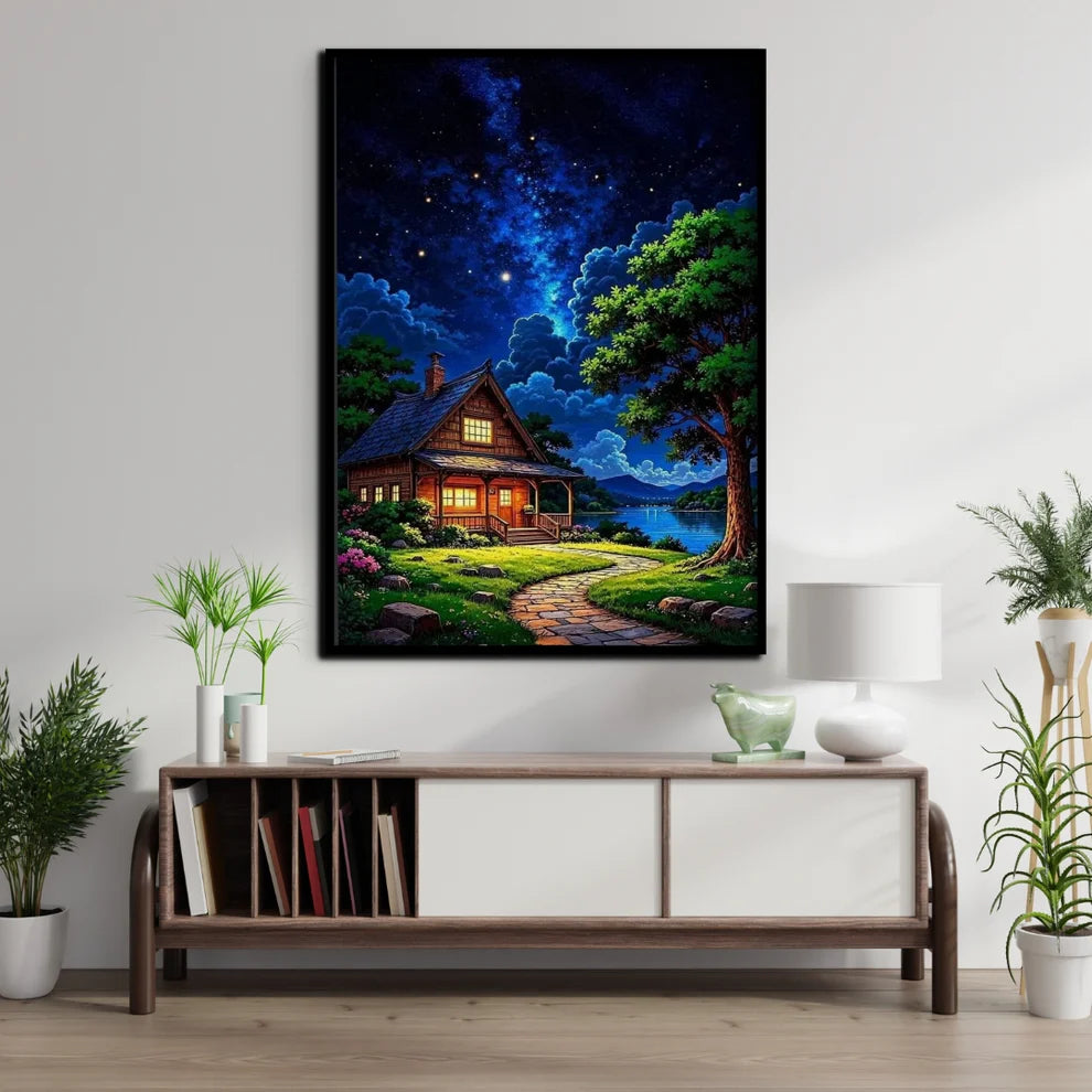 Starlit Haven Canvas Painting Framed Wall Art
