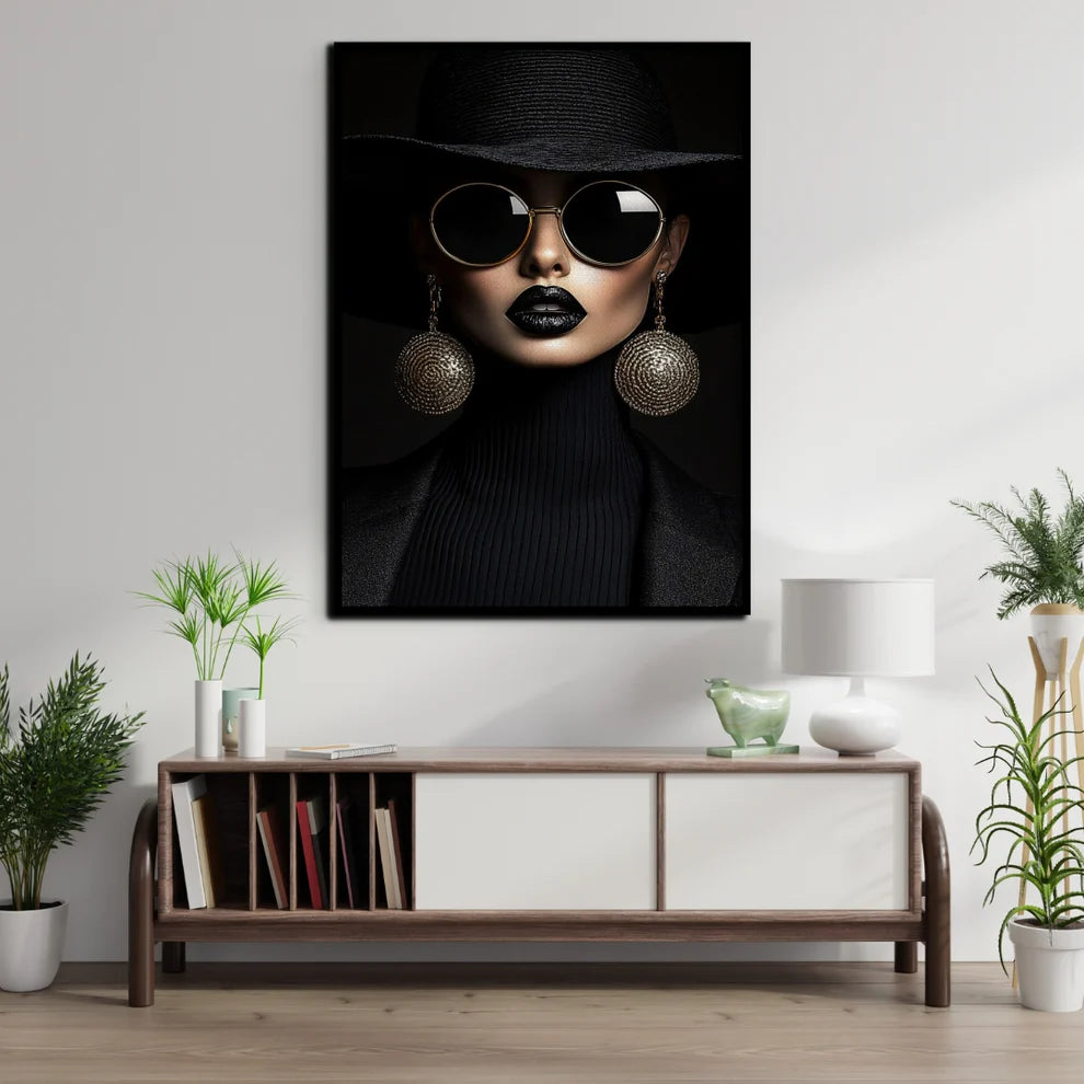 Midnight Muse Canvas Painting Framed Wall Art