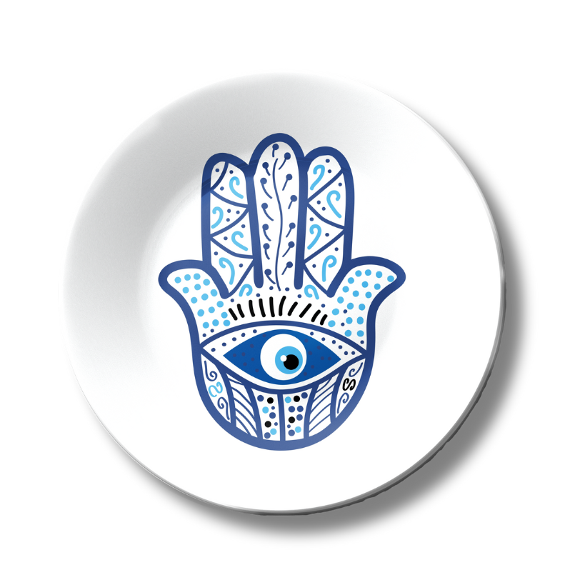 Hamsha Evil Eye Hand Blue Minimalist Decorative Wall Plate
