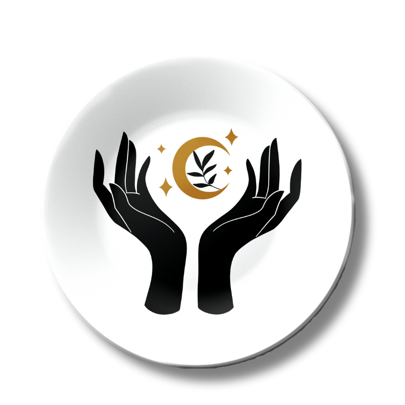 Boho Hands with Moon and Star Decorative Wall Plate