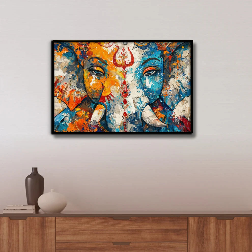 Lord Ganesha Canvas Painting Framed Wall Art