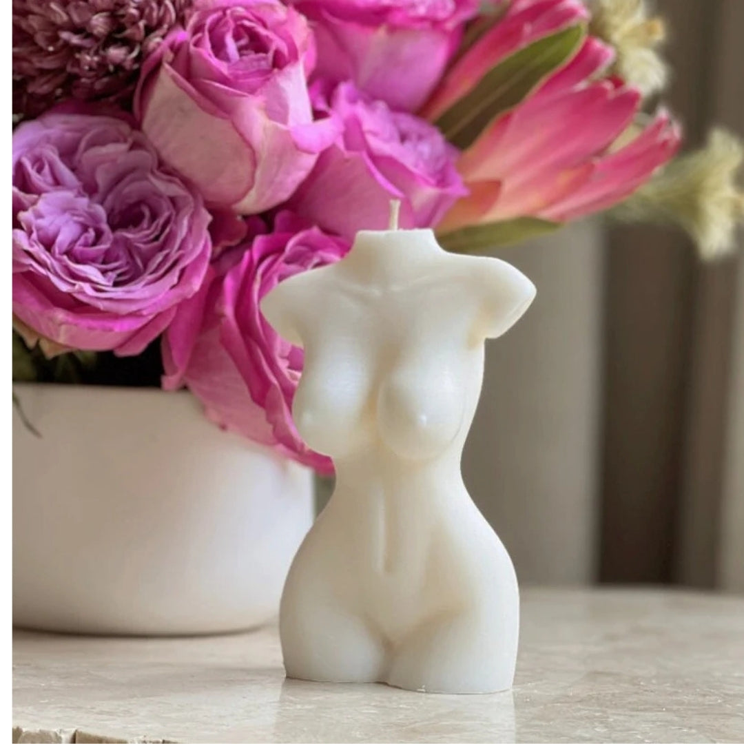 Set of 2 100% Soy Wax Handcrafted Female Torso Decorative Candle