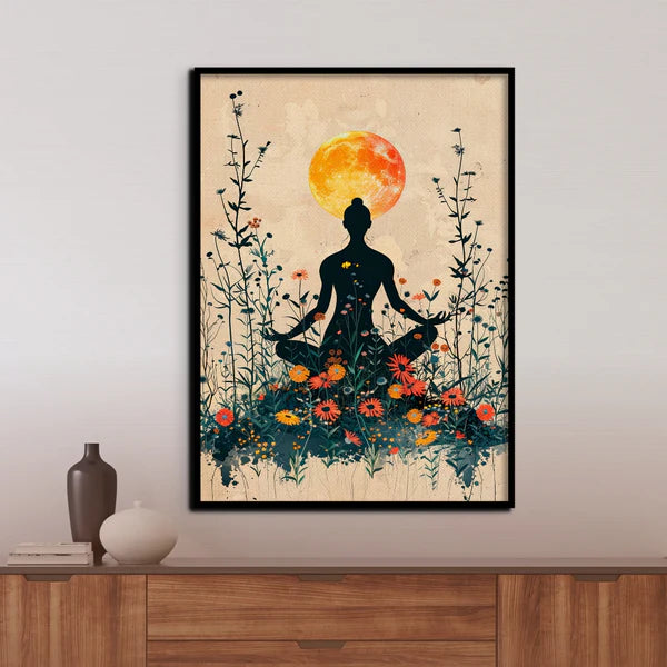 Zen Bloom Boho Painting Canvas Painting Framed Wall Art