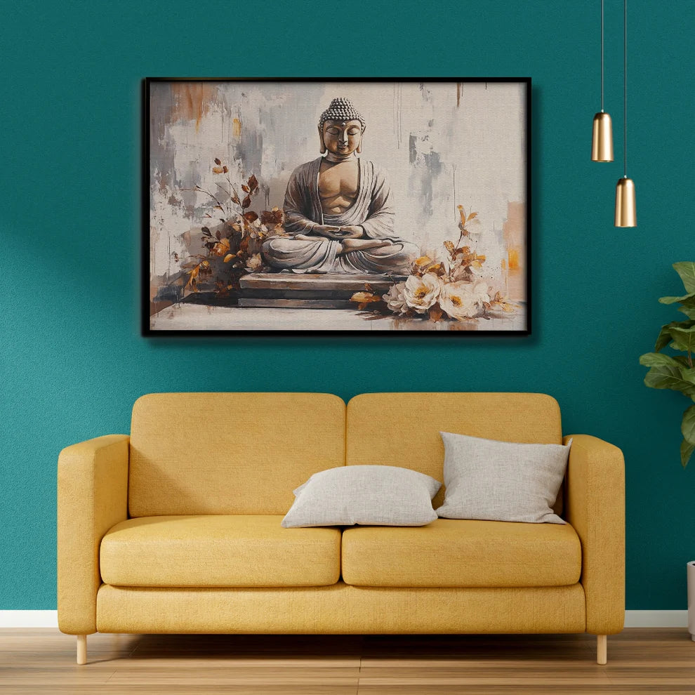 Eternal Peace Buddha Canvas Painting Framed Wall Art