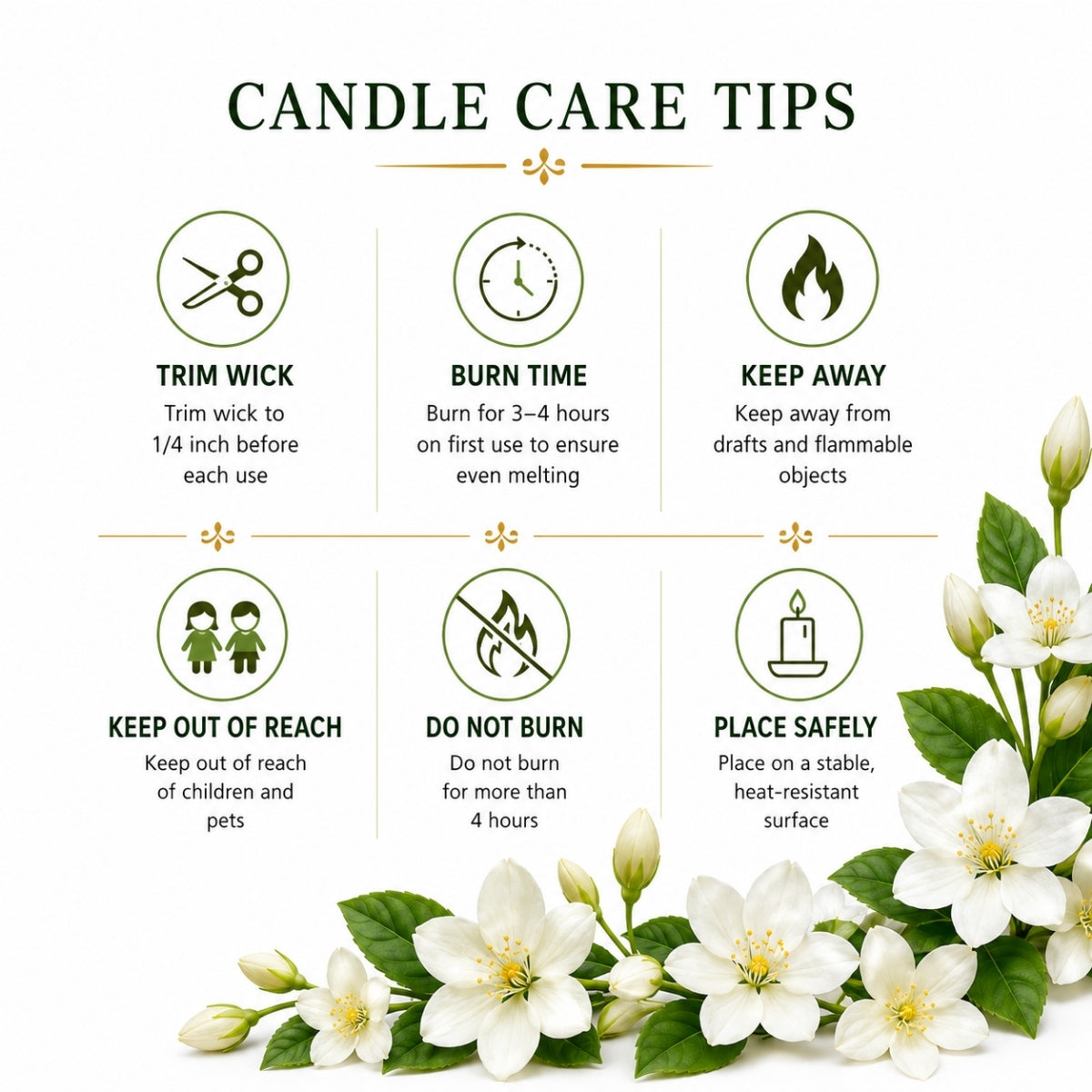 Jasmine Scented Candle for Home Decor & Bedroom | 100% Soy Wax Candle with Natural Jasmine Oil