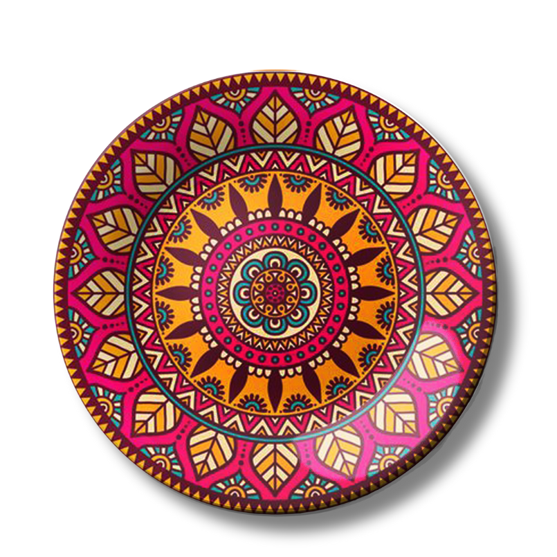 Boho Glow Mandala Decorative Ceramic Wall Plate