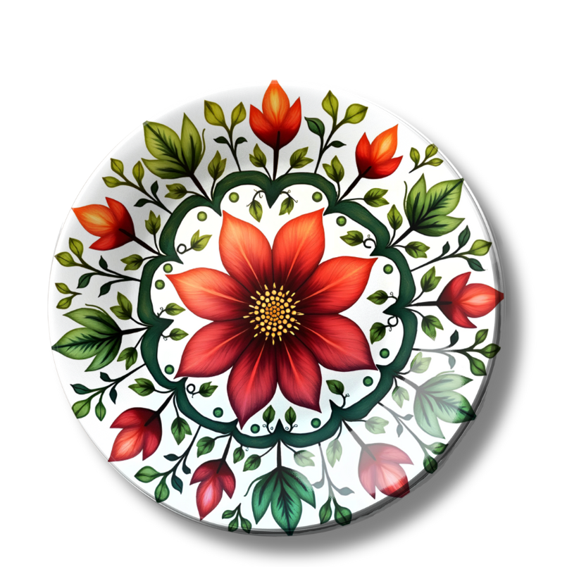 Red Dahlia Decorative Ceramic Wall Plate