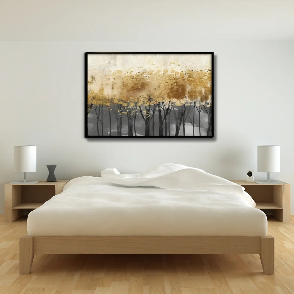 Golden Serenity Canvas Painting Framed Wall Art