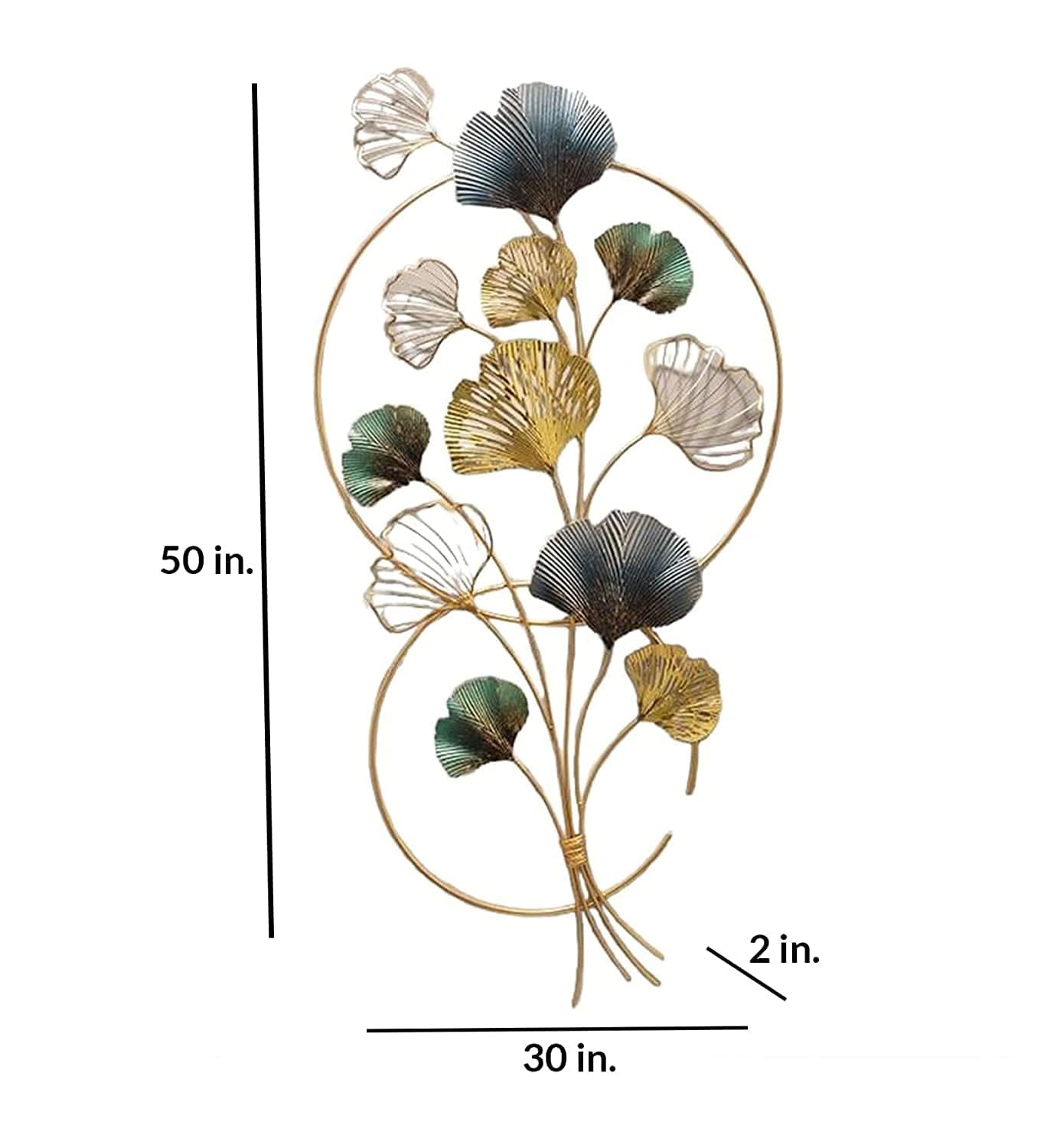 Bunch of Flowers Golden Metal Wall Art