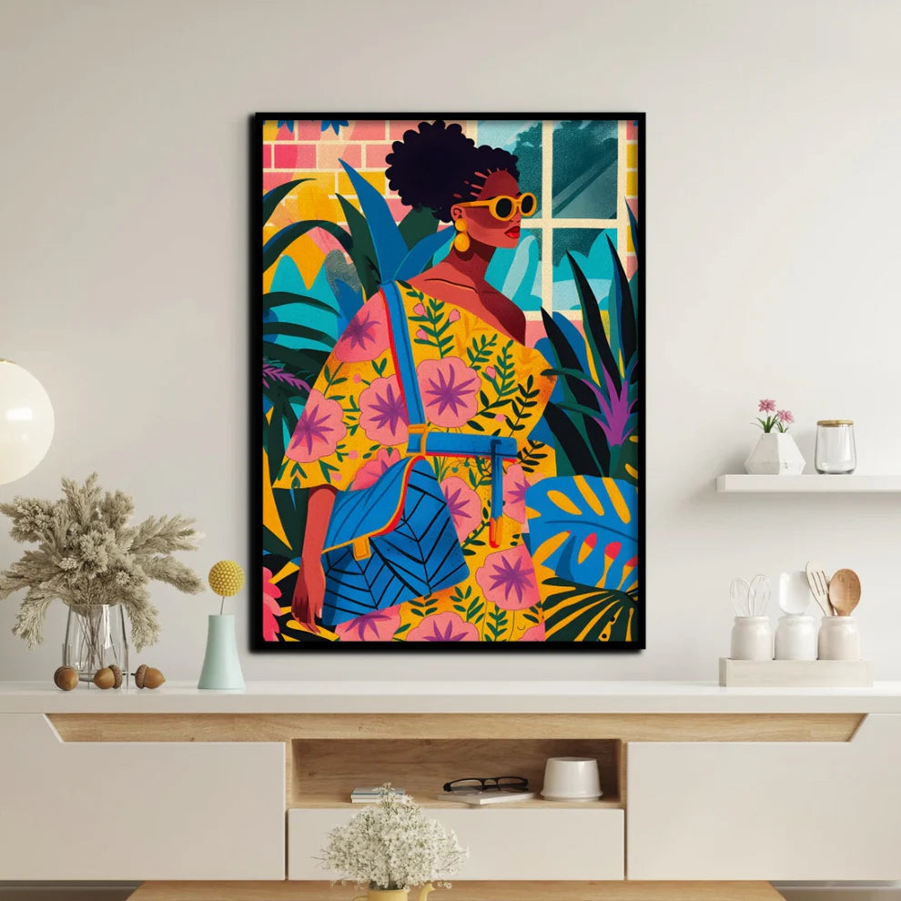 Bold Botanic Aura Canvas Painting Framed Wall Art