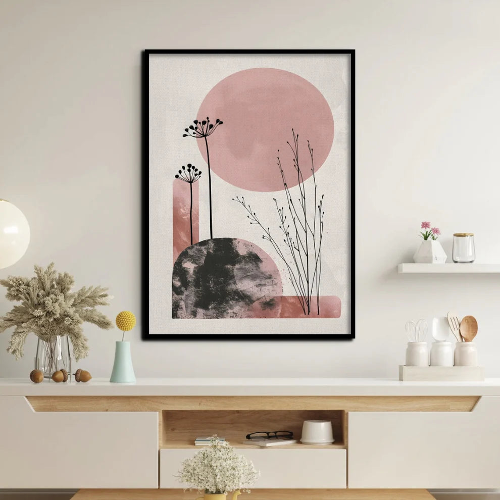 Blush Horizon Canvas Painting Framed Wall Art