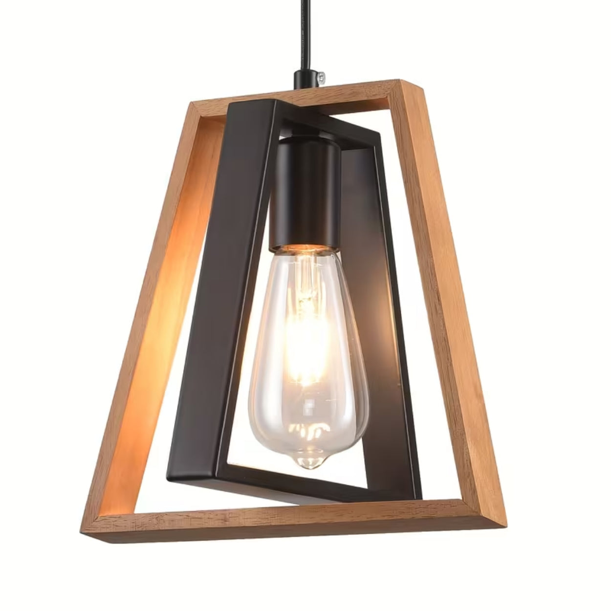 Set of 3 Noir Axis Trio Pendant Solid Wood Lamp