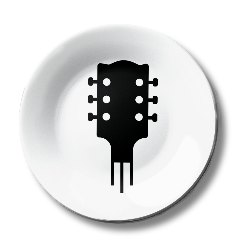 Acoustic Guitar Music Icon Minimal Art Home Decor Ceramic Wall Plate