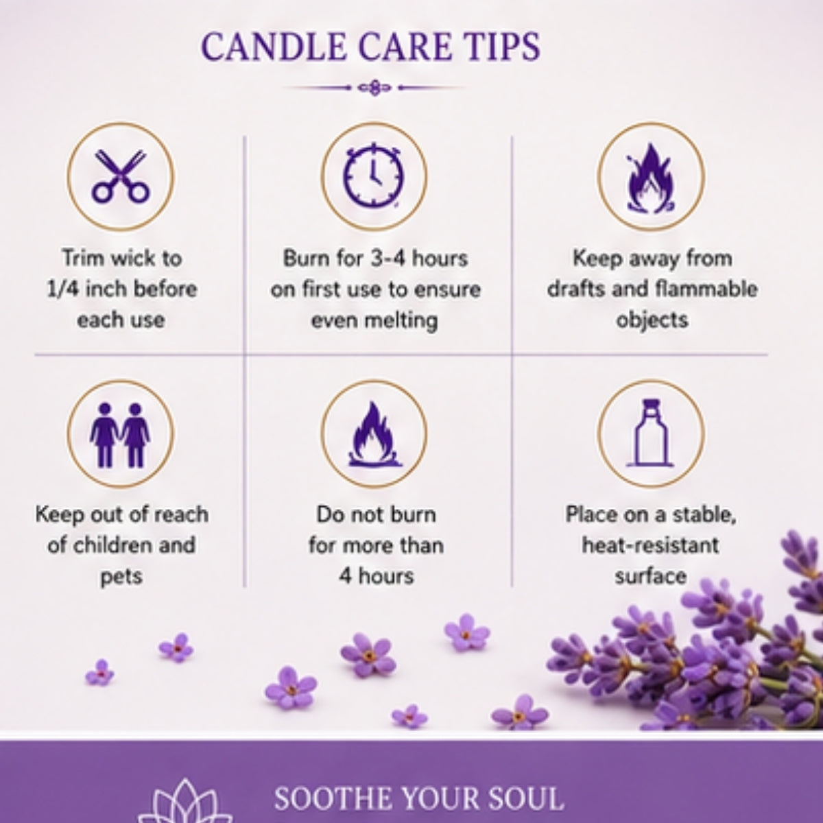Lavender Scented Candle for Home Decor & Bedroom | 100% Soy Wax Aromatherapy Candle