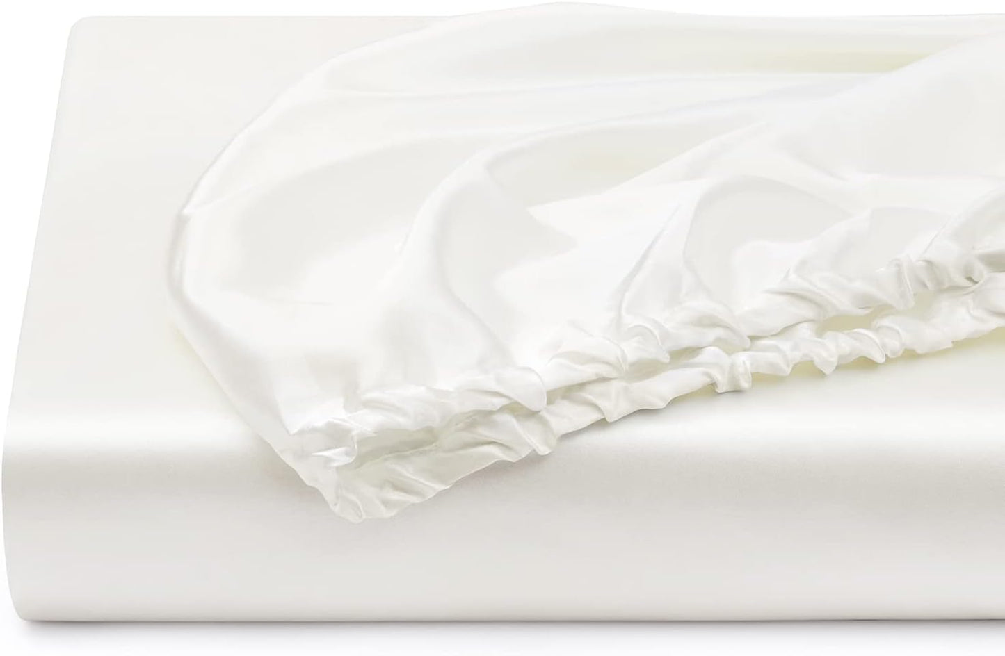 Silk Satin Fitted Sheet With Pillow Covers White