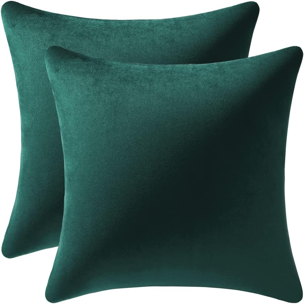 Soft Velvet Square Throw Pillow Cases or Cushion Covers Green