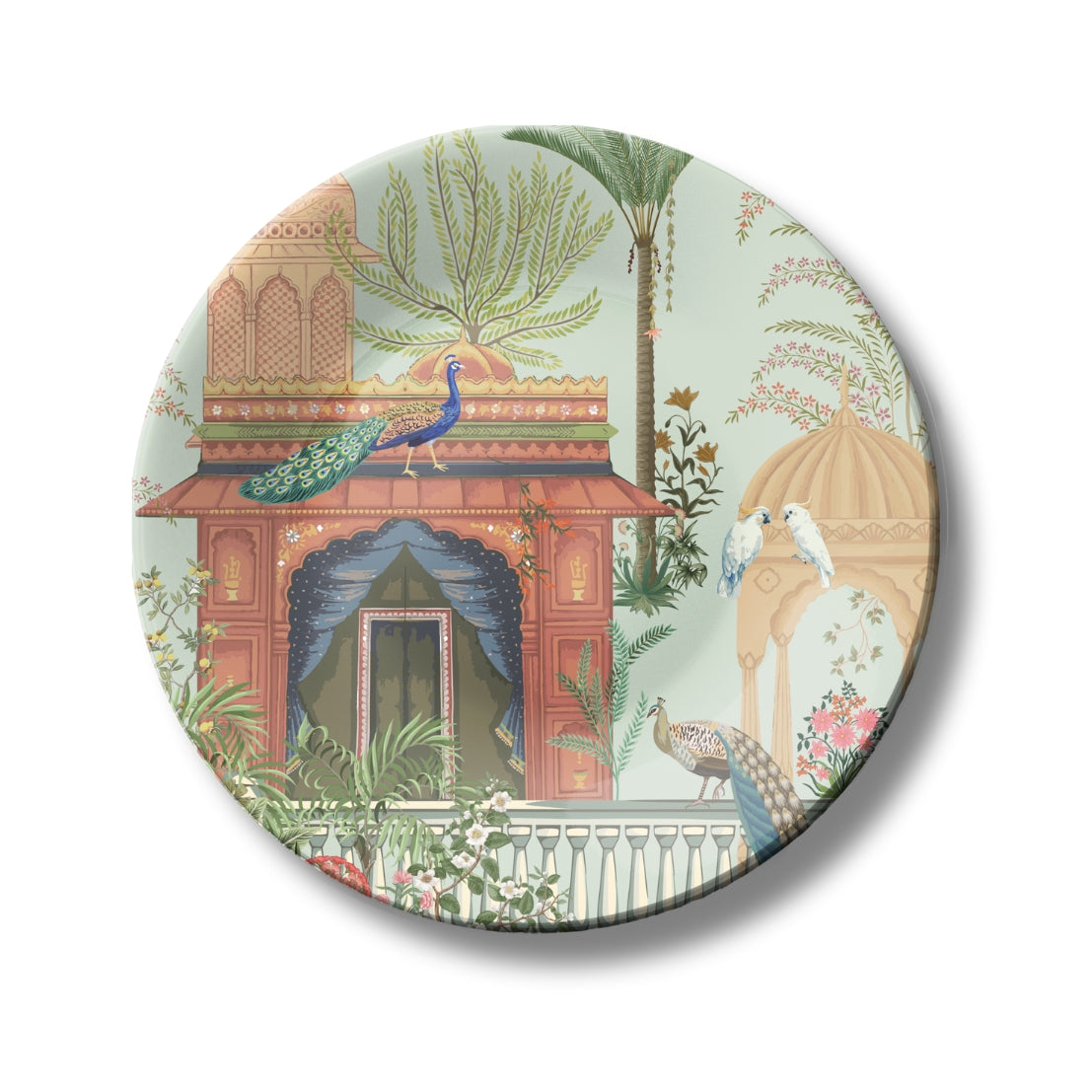 Peacock Palace Regal Courtyard Decorative Wall Plate