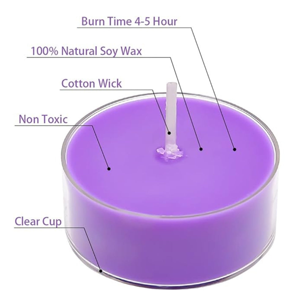 Set of 12, 100% Soy Wax Handcrafted Large Tealight Candles