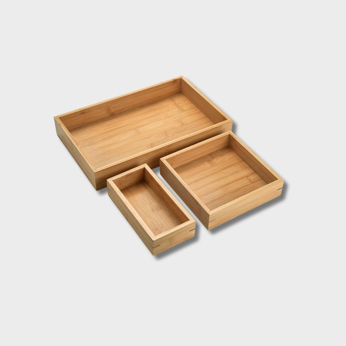 Solid Wood Vanity Organizer Basket Tray Set of 3