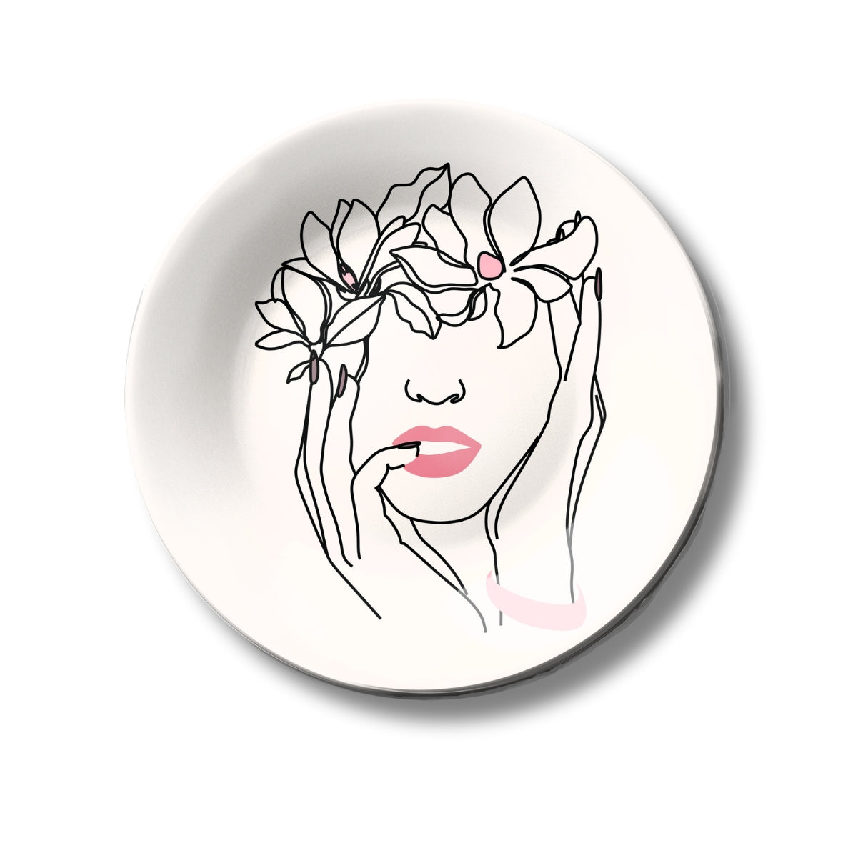 Artistic Aura Contemporary Floral Line Art Ceramic Decorative Wall Plate