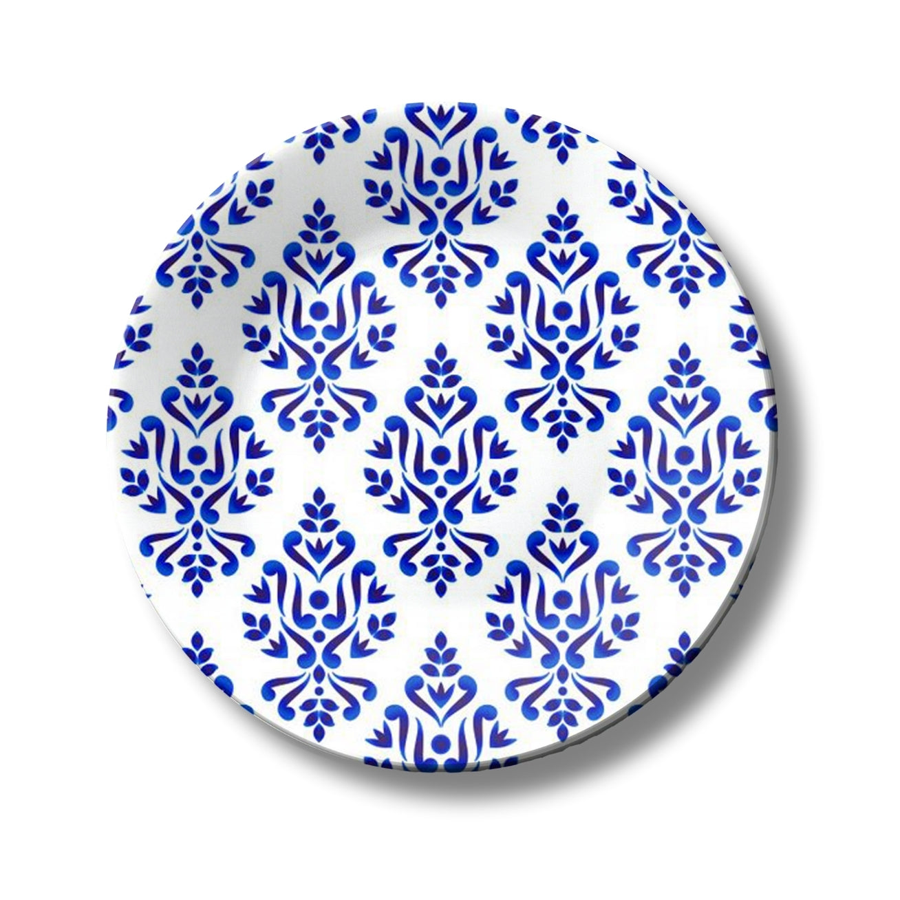 Baroque and Damask Blue and White Decorative Wall Plate