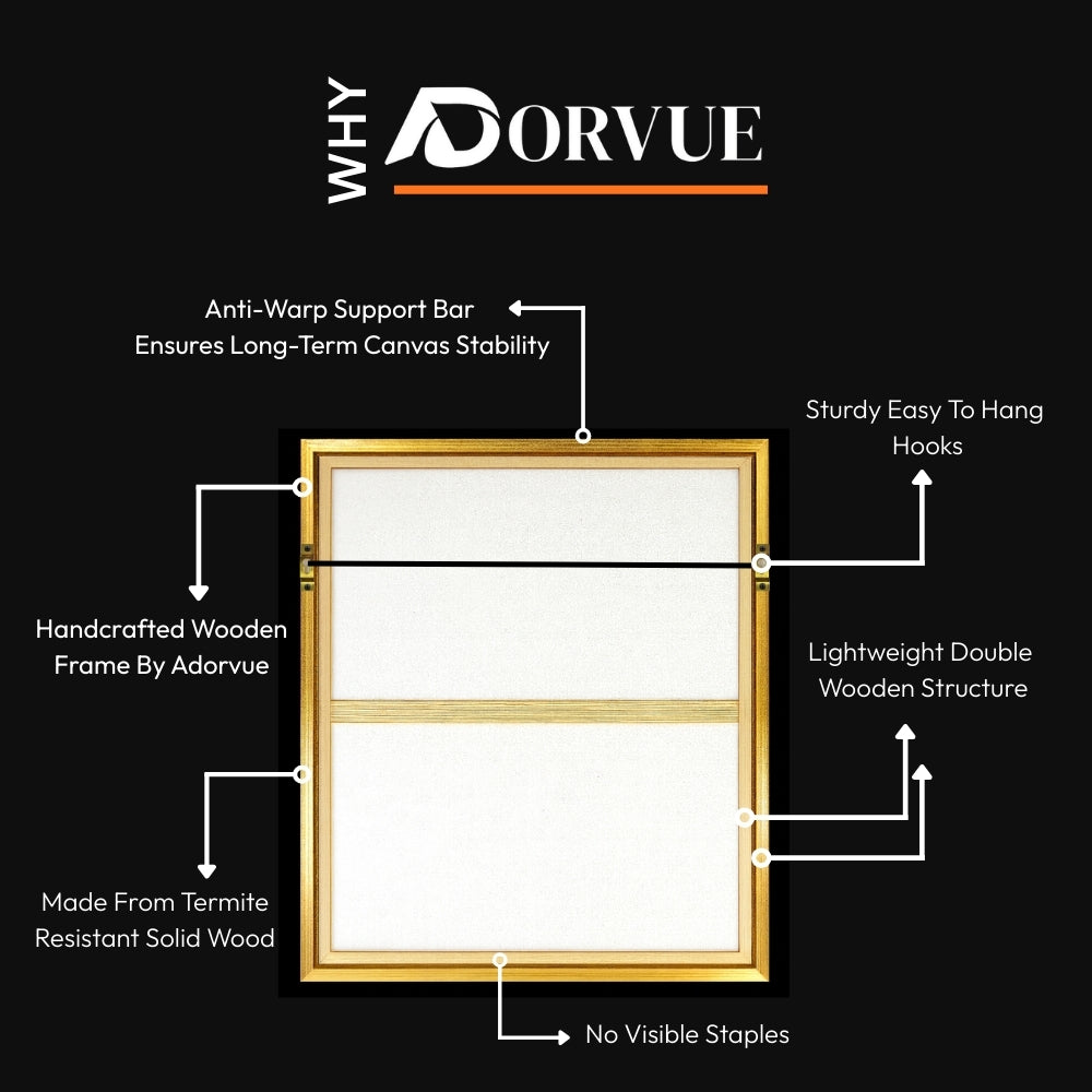 Golden Moonlit Forest Canvas Painting Framed Wall Art