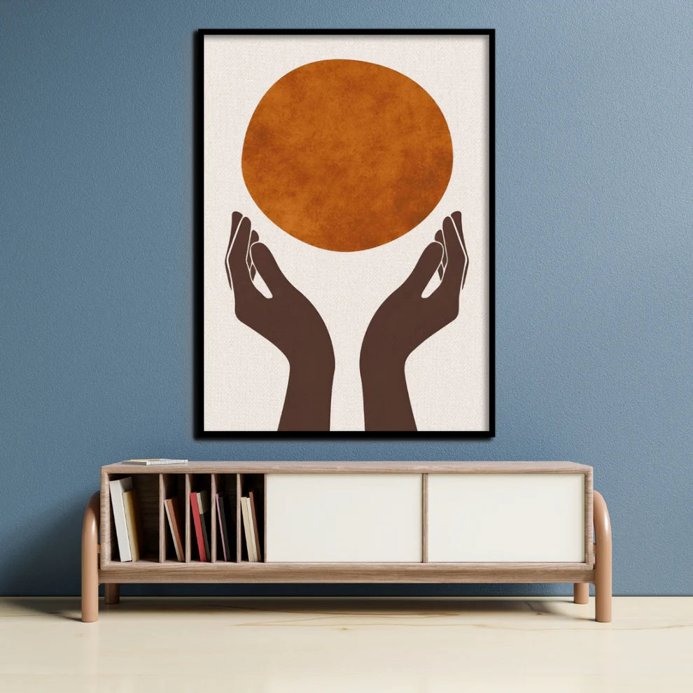 Catch the Moon Hands of Hope Canvas Painting Framed Wall Art