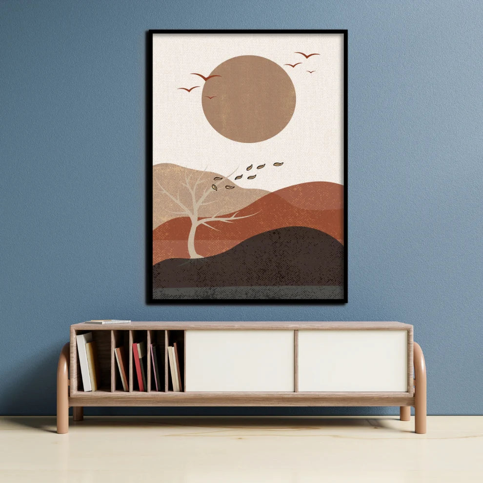 Golden Dusk Canvas Painting Framed Wall Art