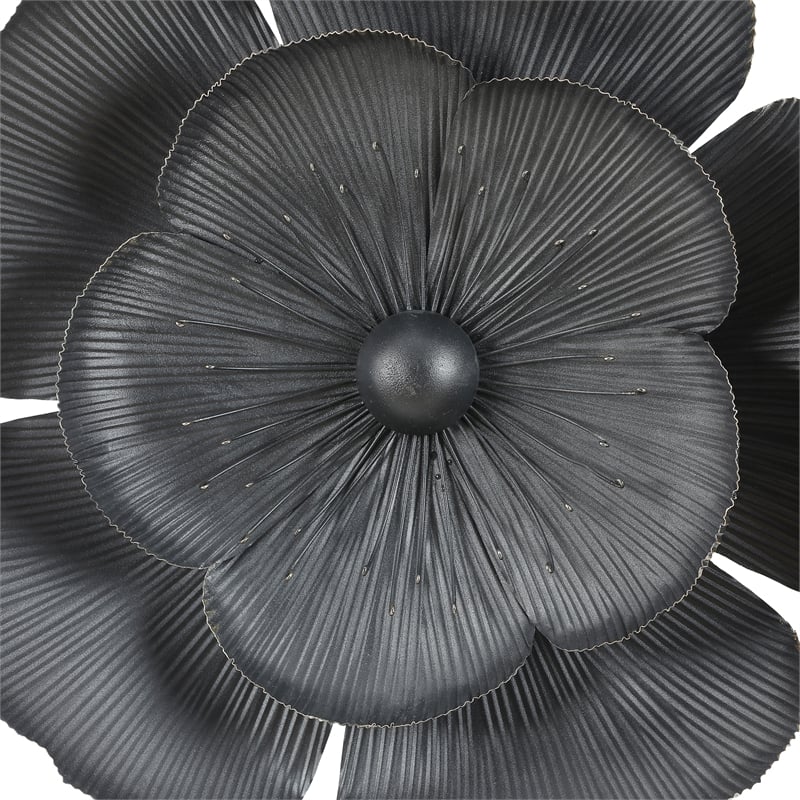 3D Black Flowers Metal Wall Art