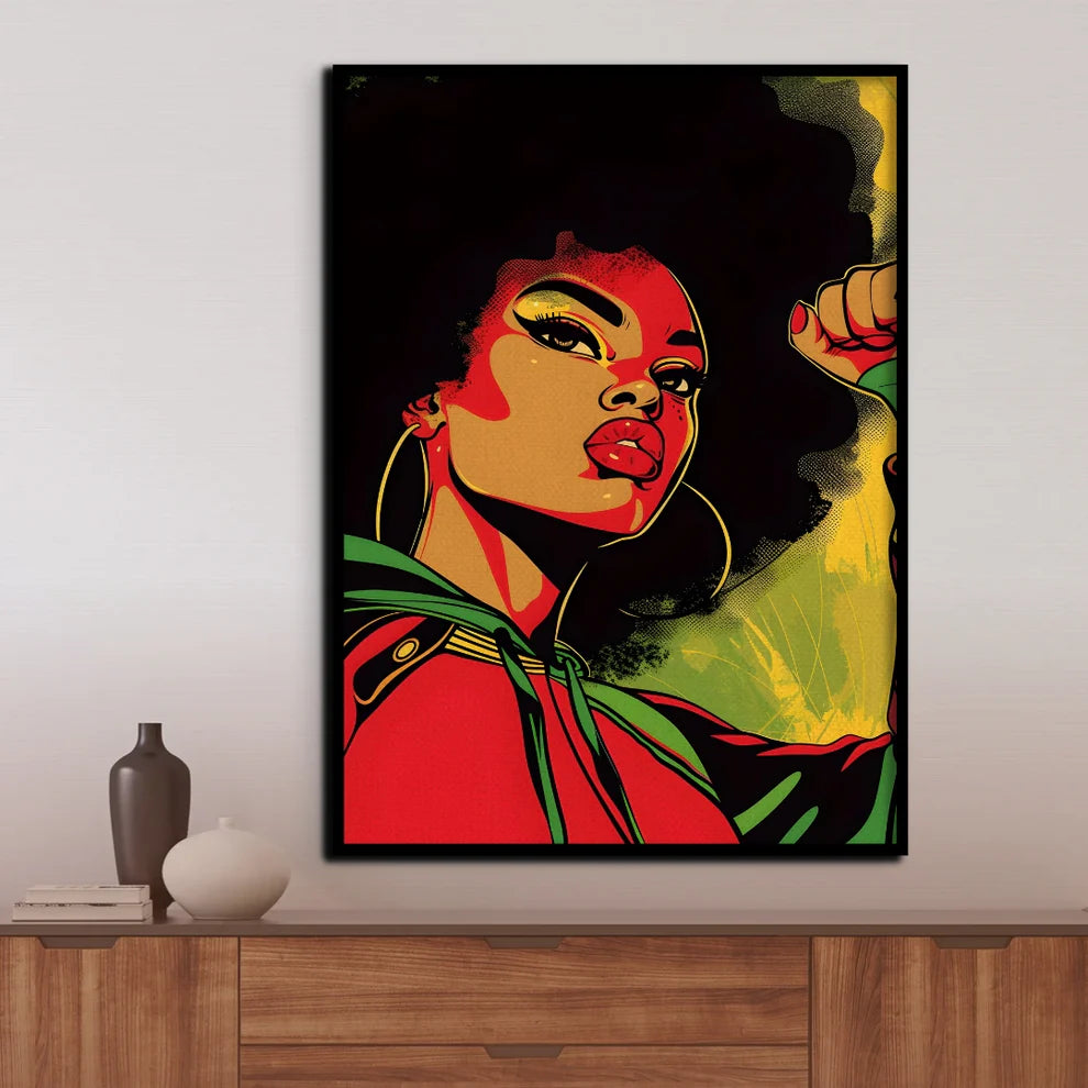 Power & Pride Vibrant Portrait Canvas Painting Framed Wall Art
