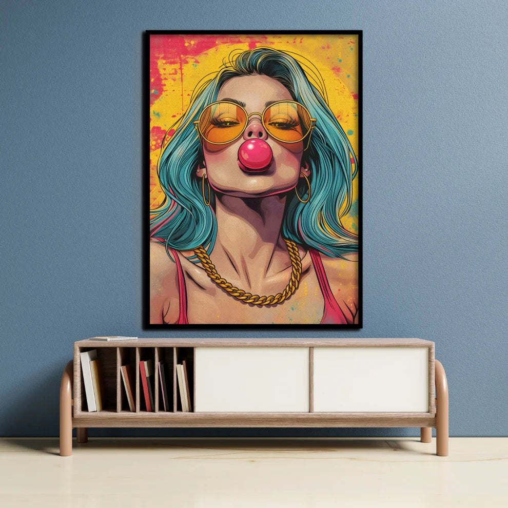 Rebel Pop Vibrant Canvas Painting Framed Wall Art