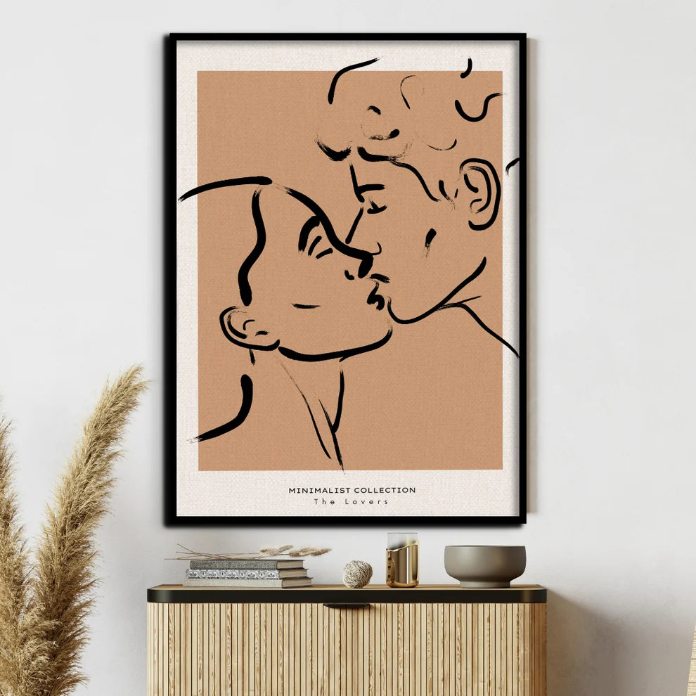 Romance in Lines Forever Us Canvas Painting Framed Wall Art