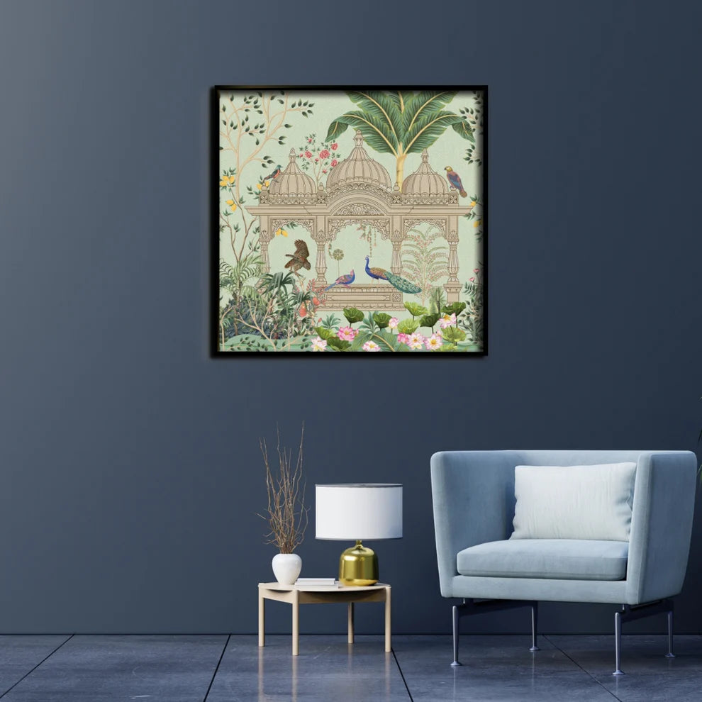 Royal Courtyard Canvas Painting Framed Wall Art