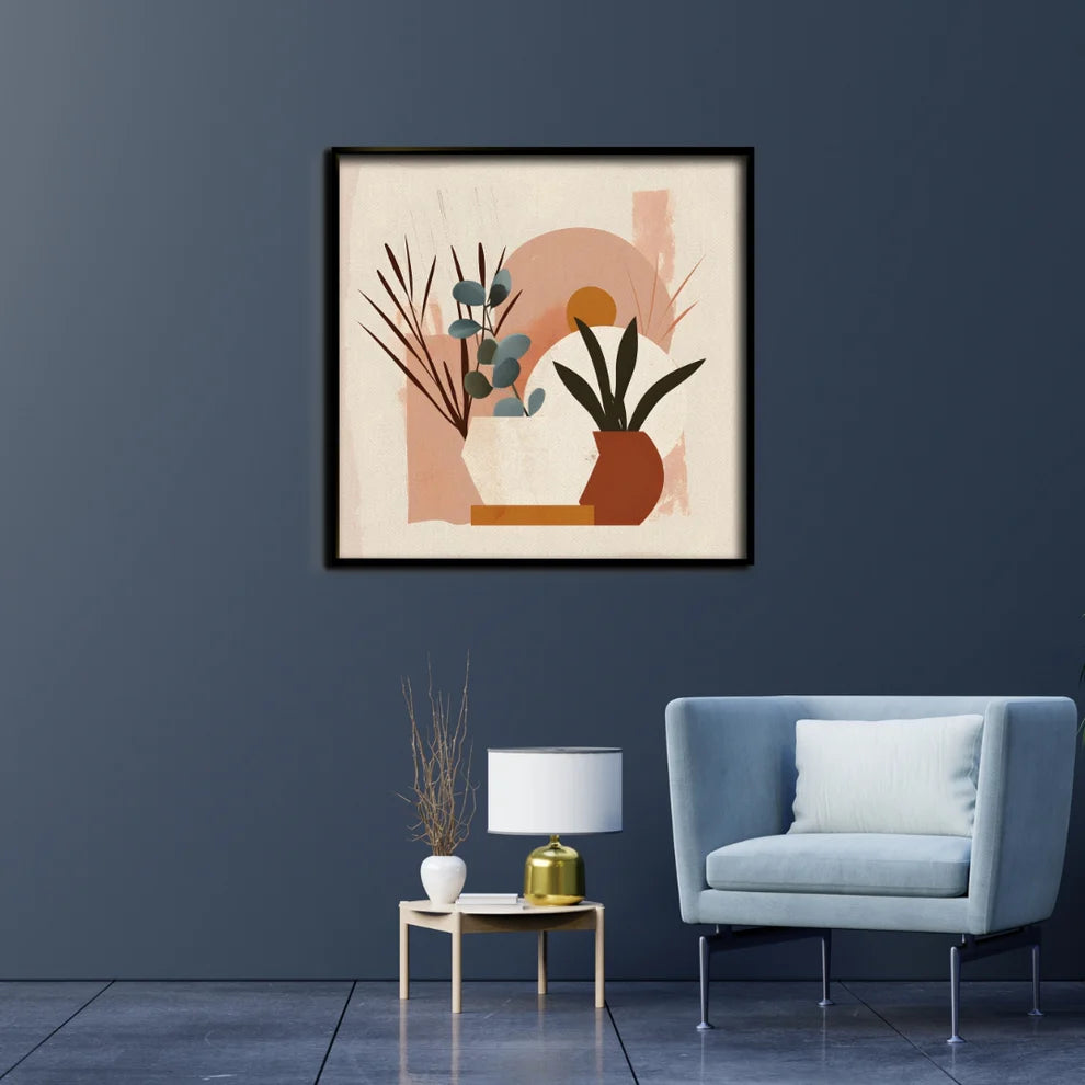 Serene Strokes Boho Painting Canvas Painting Framed Wall Art