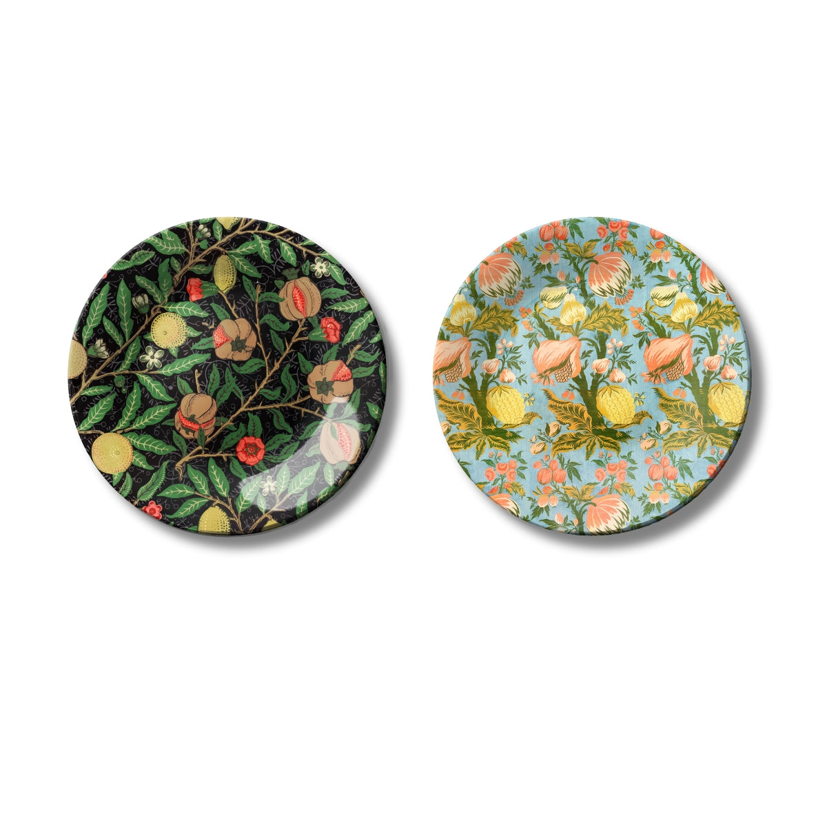 Set of 2 Tropical Summer Garden Ceramic Wall Plates Home Décor
