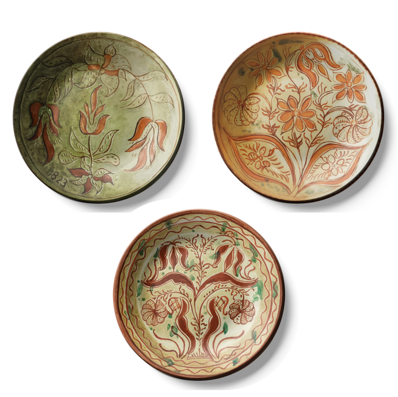 Set of 3 Assorted Nature Theme Decorative Ceramic Wall Plates Art Décor