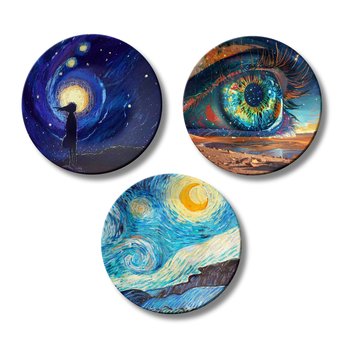 Set of 3 Celestial Cosmic Vision Decorative Wall Plates
