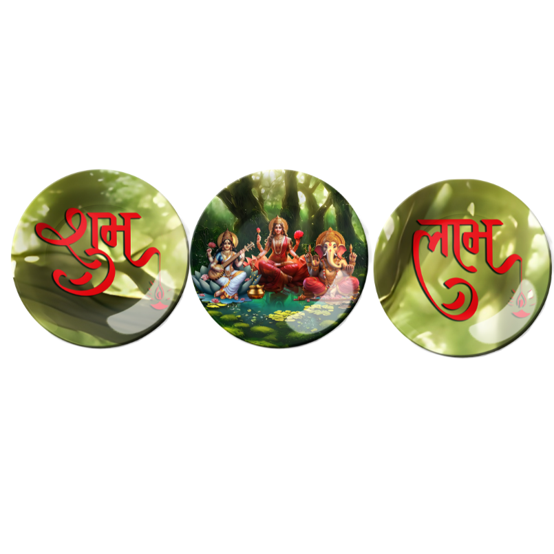 Set of 3 Divine Blessings Ganesha , Maa Lakshmi, & Saraswati Home Décor Wall Plates