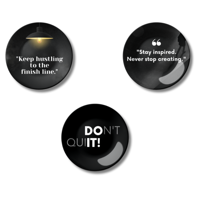 Set of 3 Powerful Motivational Quotes Ceramic Wall Plates