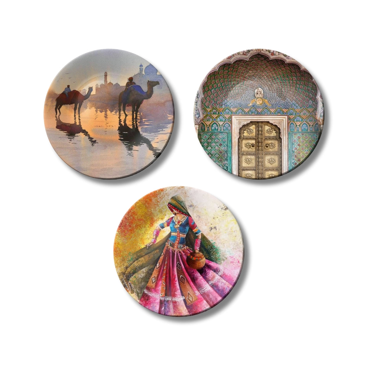 Set of 3 Royal Rajasthan Chronicles Decorative Wall Plates