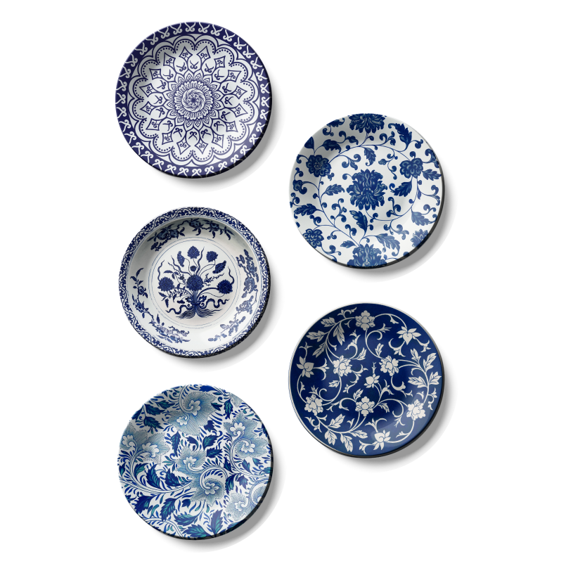 Set of 5 Blue & White Royal Decorative Wall Plates