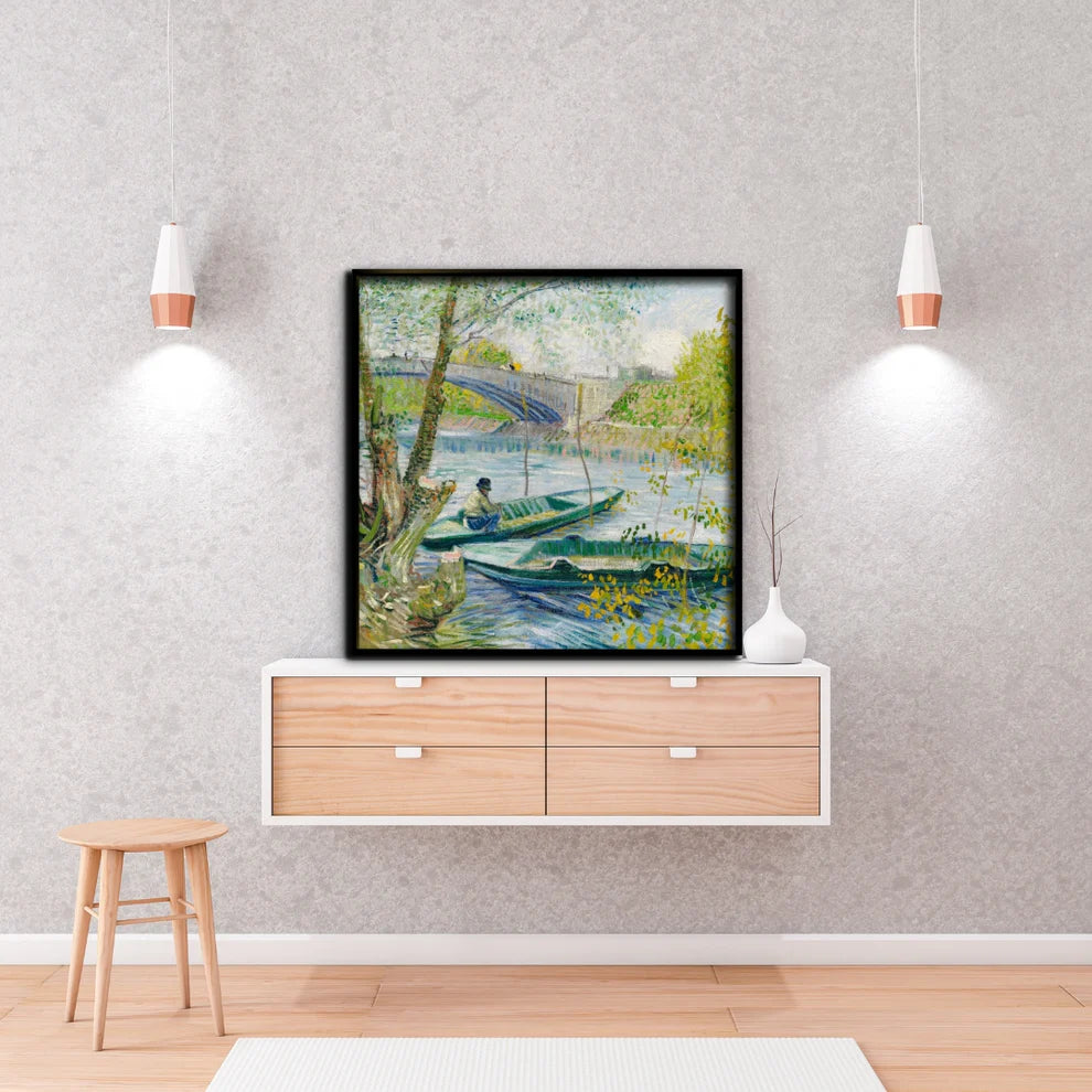 Tranquil Waters and Boats Canvas Painting Framed Wall Art