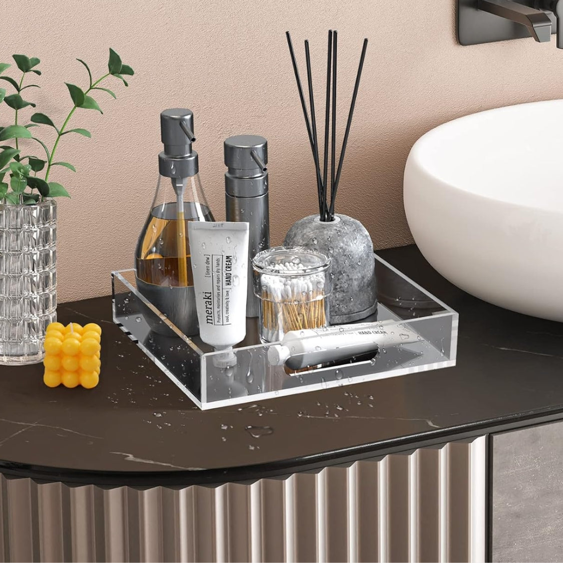 Clear Acrylic Home Decorative Coffee Table Tray 10 Inches