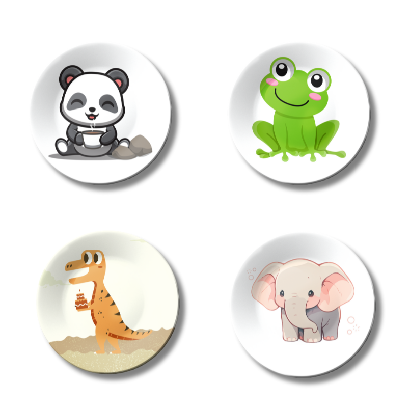 Set of 4 Wild Wonders Kids Room or Nursery Wall Décor Ceramic Wall Plates