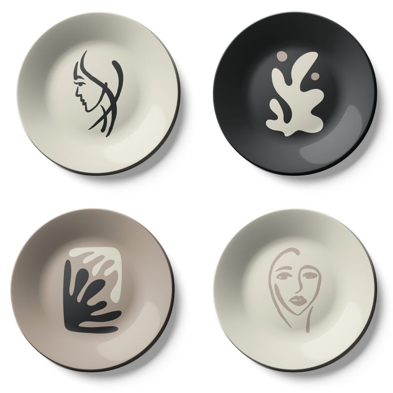 Set of 4 Minimalistic Art Clam Luxury Wall Plates Home Décor