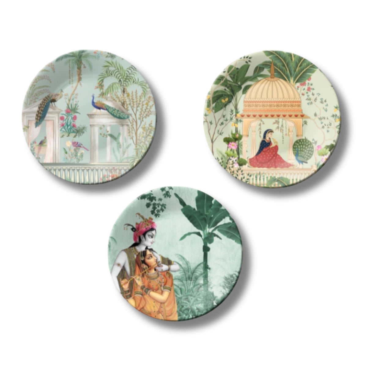 Set of 3 Divine Radha Krishna Art Painting Home Décor Wall Plates