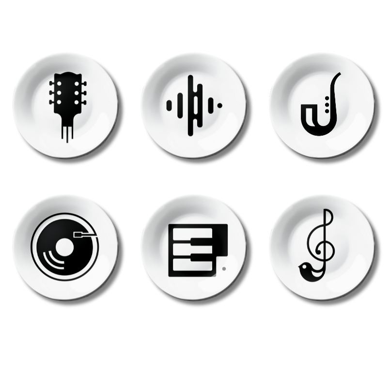 Set of 6 Euphonic Beat Home Décor Wall Plates