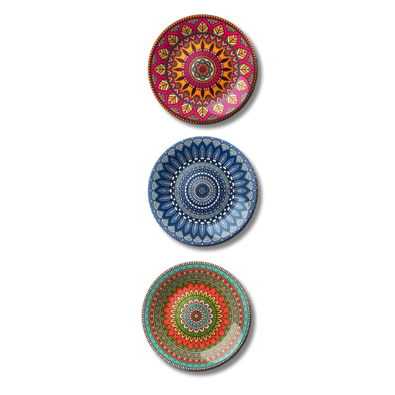 Set of 3 Mandala Sacred Whirls Home Décor Wall Plates